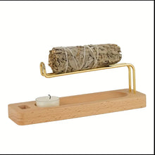 Load image into Gallery viewer, Wooden & Brass Incense Burner