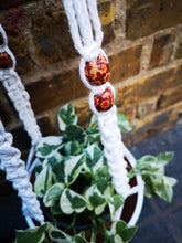 Load image into Gallery viewer, Macrame handmade with white cotton and hand painted wooden beads