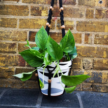 Load image into Gallery viewer, Black cotton and hand painted wooden beads handmade Macrame