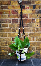 Load image into Gallery viewer, Black cotton and hand painted wooden beads handmade Macrame
