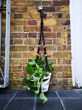 Load image into Gallery viewer, Black cotton and hand painted wooden beads handmade Macrame