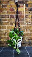 Load image into Gallery viewer, Black cotton and hand painted wooden beads handmade Macrame