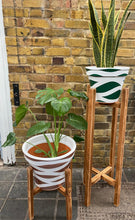 Load image into Gallery viewer, Whisky Barrel Oak Quadrone Leg Plant Pot Stand Hand Made In UK