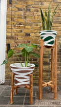Load image into Gallery viewer, Whisky Barrel Oak Half Half Strong Leg Plant Pot Stand Hand Made In UK