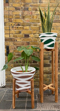 Load image into Gallery viewer, Whisky Barrel Oak Quadrone Leg Plant Pot Stand Hand Made In UK