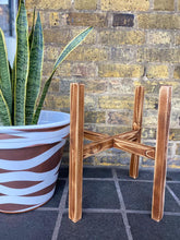 Load image into Gallery viewer, Whisky Barrel Oak Half Half Strong Leg Plant Pot Stand Hand Made In UK