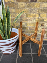 Load image into Gallery viewer, Whisky Barrel Oak Half Half Strong Leg Plant Pot Stand Hand Made In UK