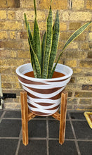 Load image into Gallery viewer, Whisky Barrel Oak Half Half Strong Leg Plant Pot Stand Hand Made In UK