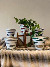 Load image into Gallery viewer, Double Waves hand painted pots in your choice of colors