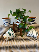 Load image into Gallery viewer, Double Waves hand painted pots in your choice of colors