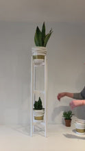 Load and play video in Gallery viewer, Extra Large Round Legs Plant Pot Stand Holder Hand made with Triple Tier of 90cm and 110cm tall made in UK