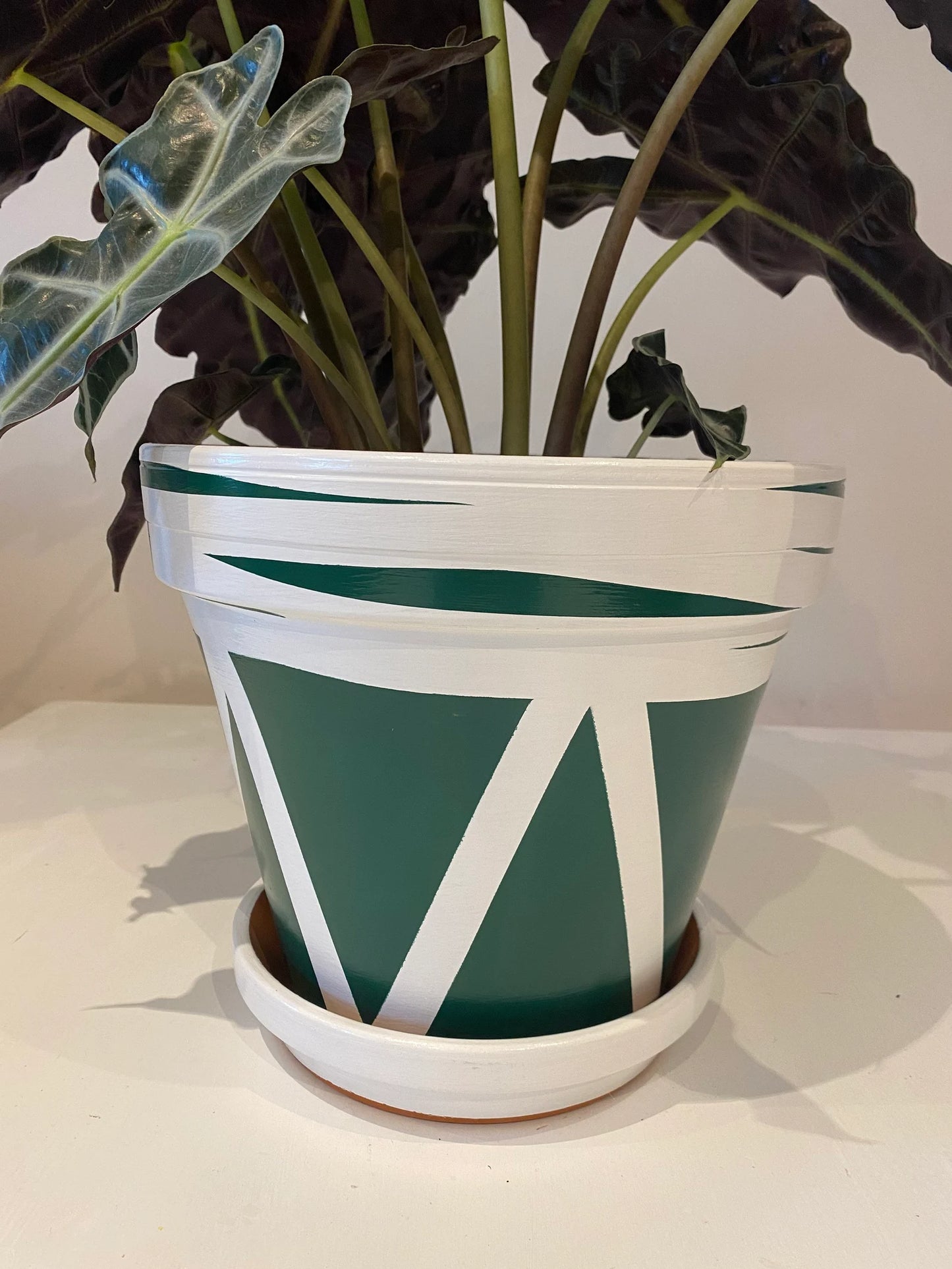 Triangles & Waves hand painted Pot