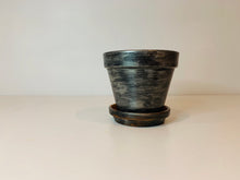Load image into Gallery viewer, Etruscan black hand painted Plant Pots set of two