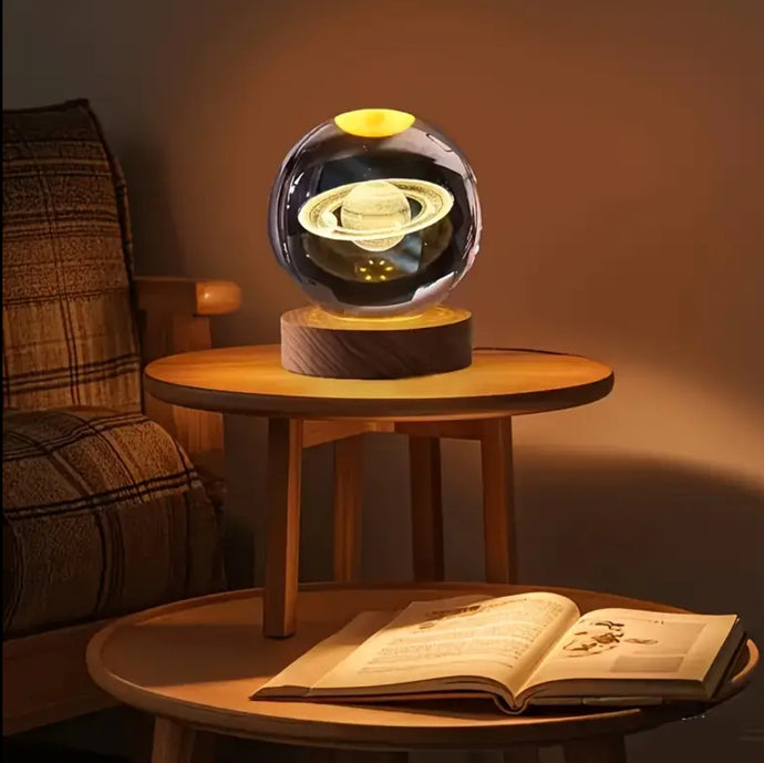 3D Crystal Ball Night Light – USB-Powered Desk Decor