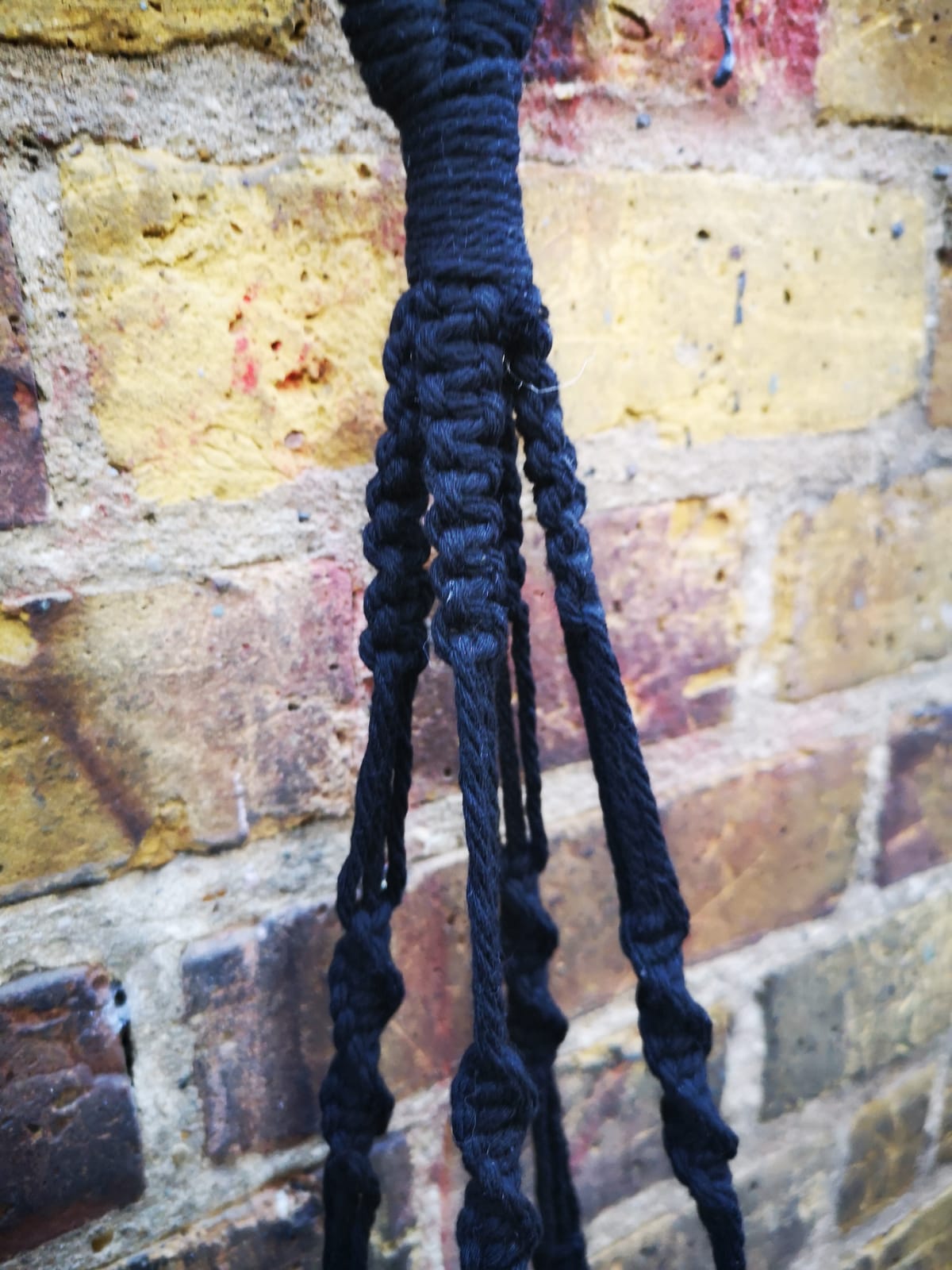 Black cotton hand made macrame with black beads