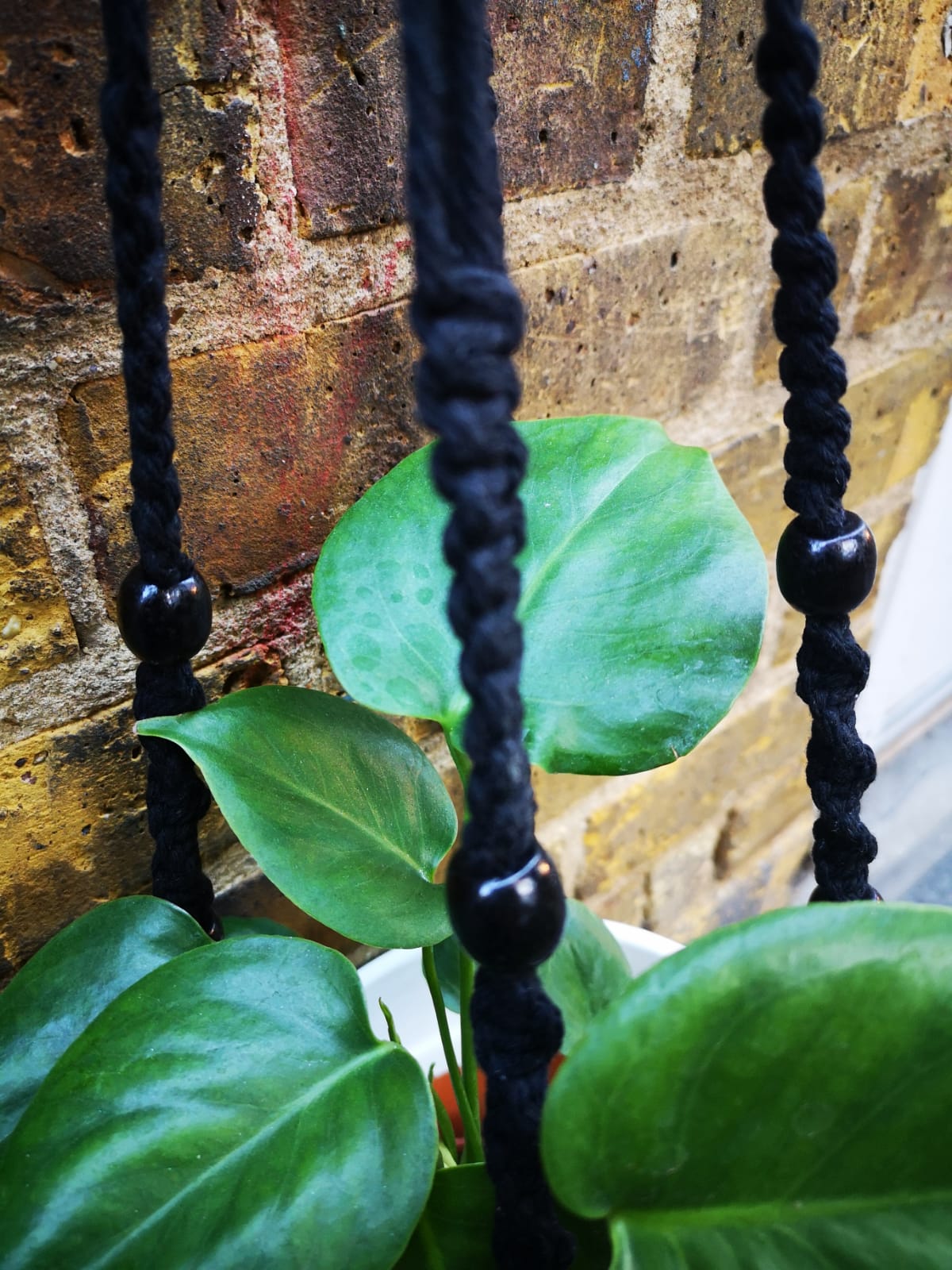 Black cotton hand made macrame with black beads