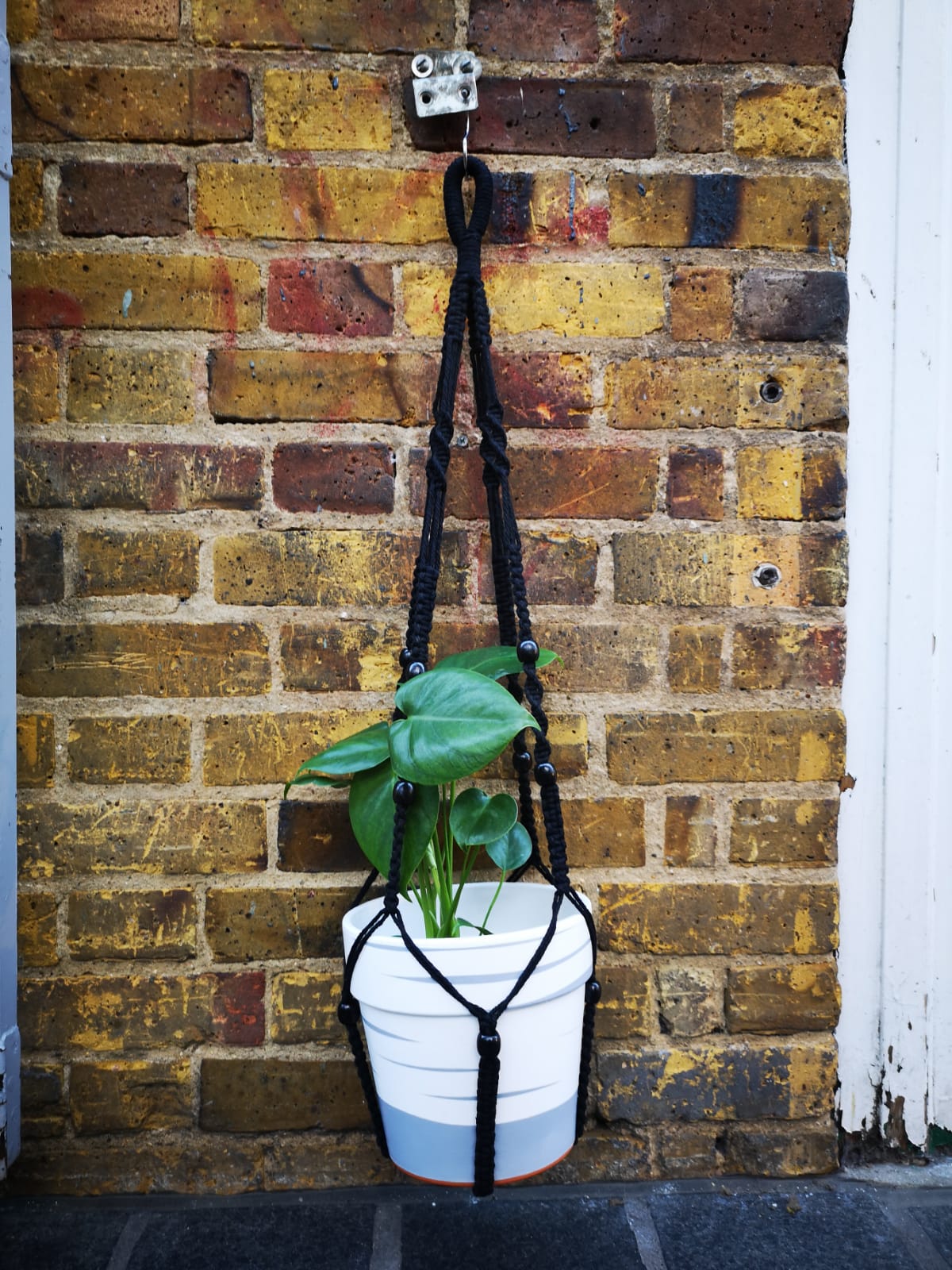 Black cotton hand made macrame with black beads