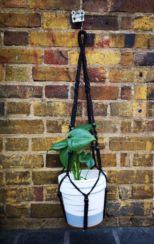 Black cotton hand made macrame with black beads