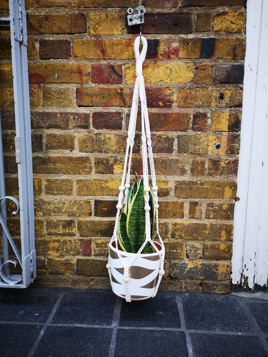 White cotton handmade macrame with white beds