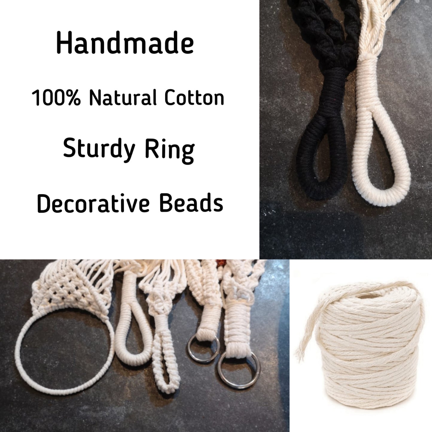 White cotton handmade macrame with white beds