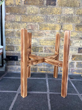 Load image into Gallery viewer, Whisky Barrel Oak Half Half Strong Leg Plant Pot Stand Hand Made In UK
