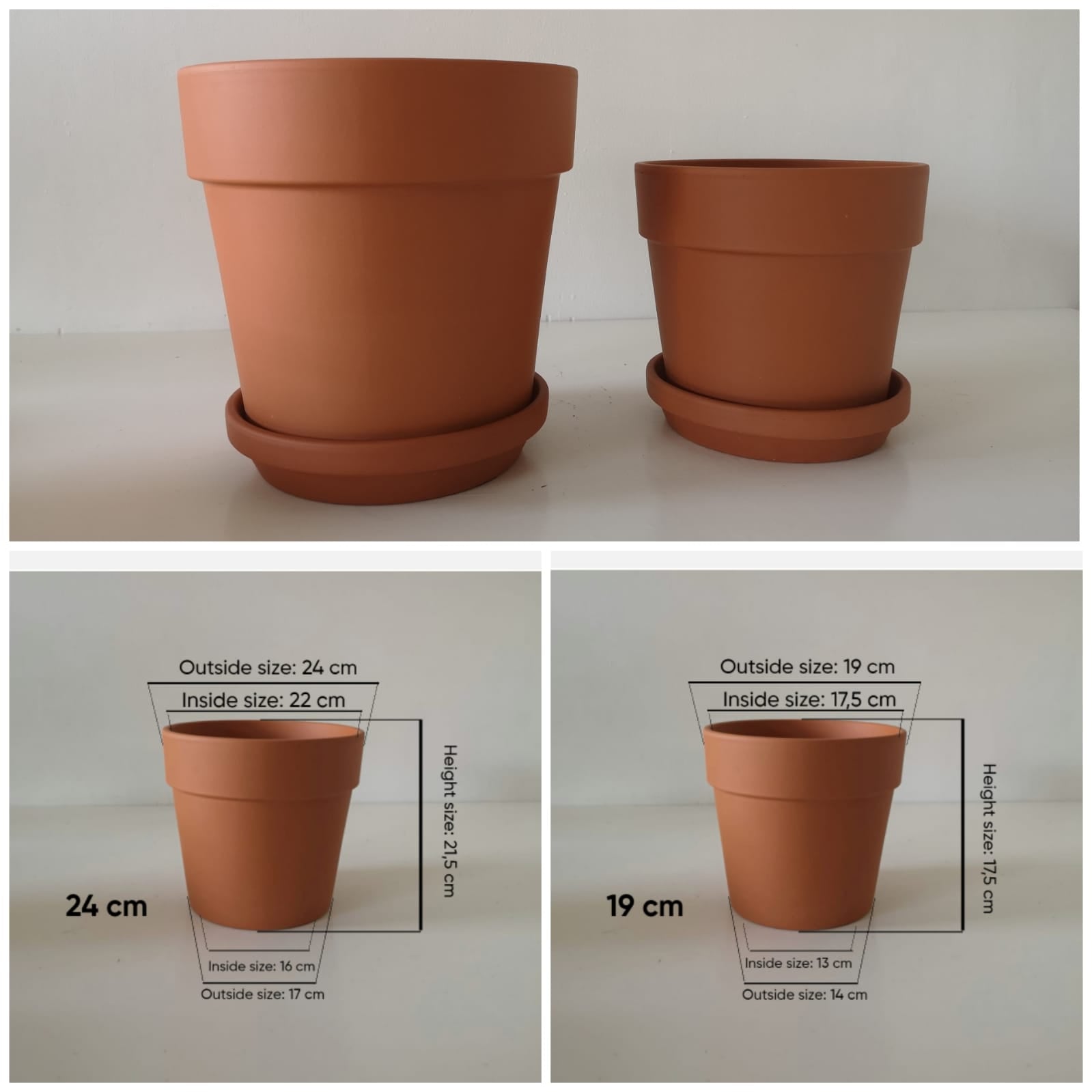 13 cm terracotta plant pots White & Terracotta hand painted design – Plant_maniax