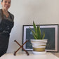 Plant Pot Stand Hand Made in Real Wood in our classic leg Ebony Black.