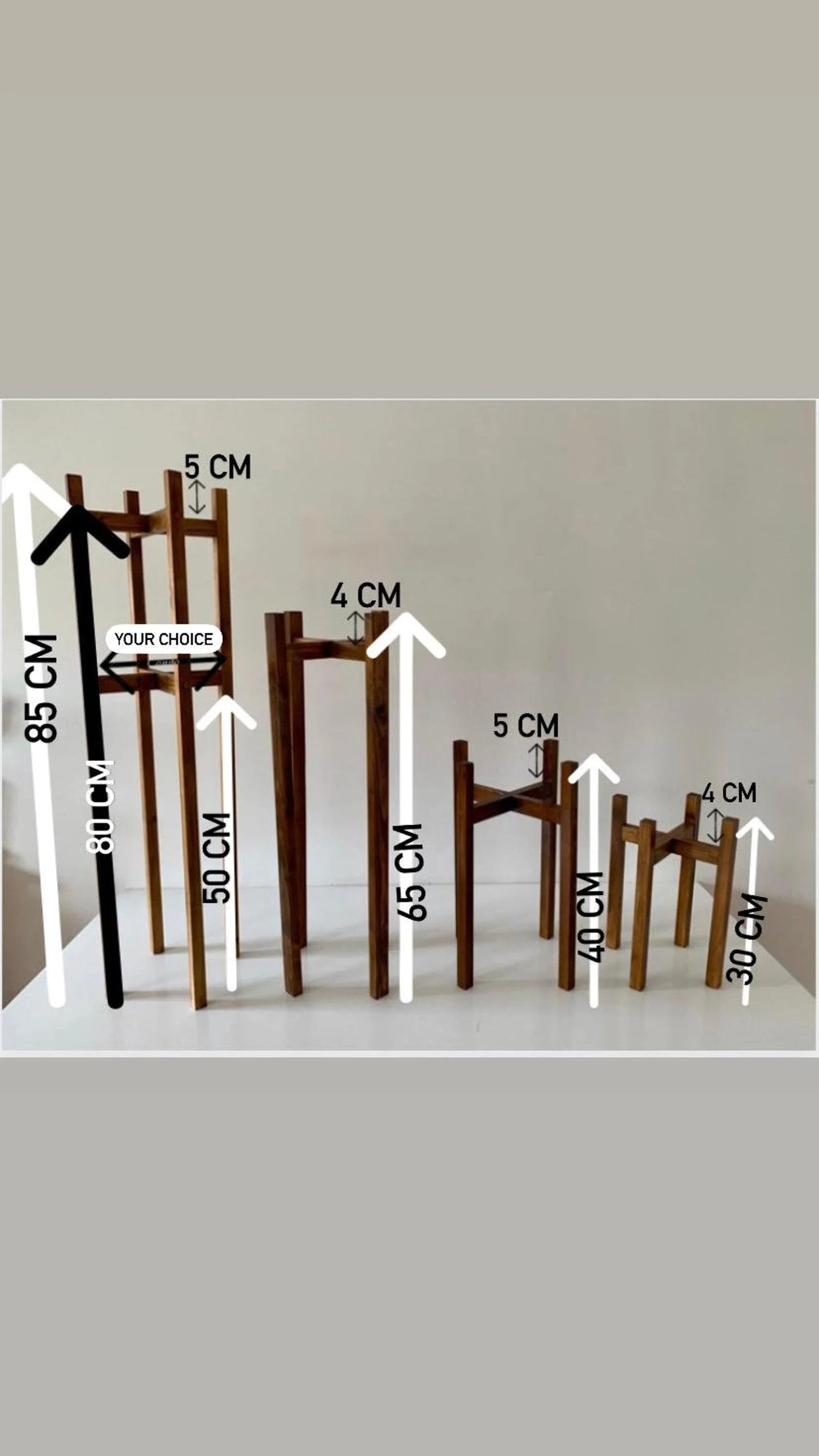 Medium size Slim Leg Plant Pot Stand from 50 to 60 cm High Hand made in UK