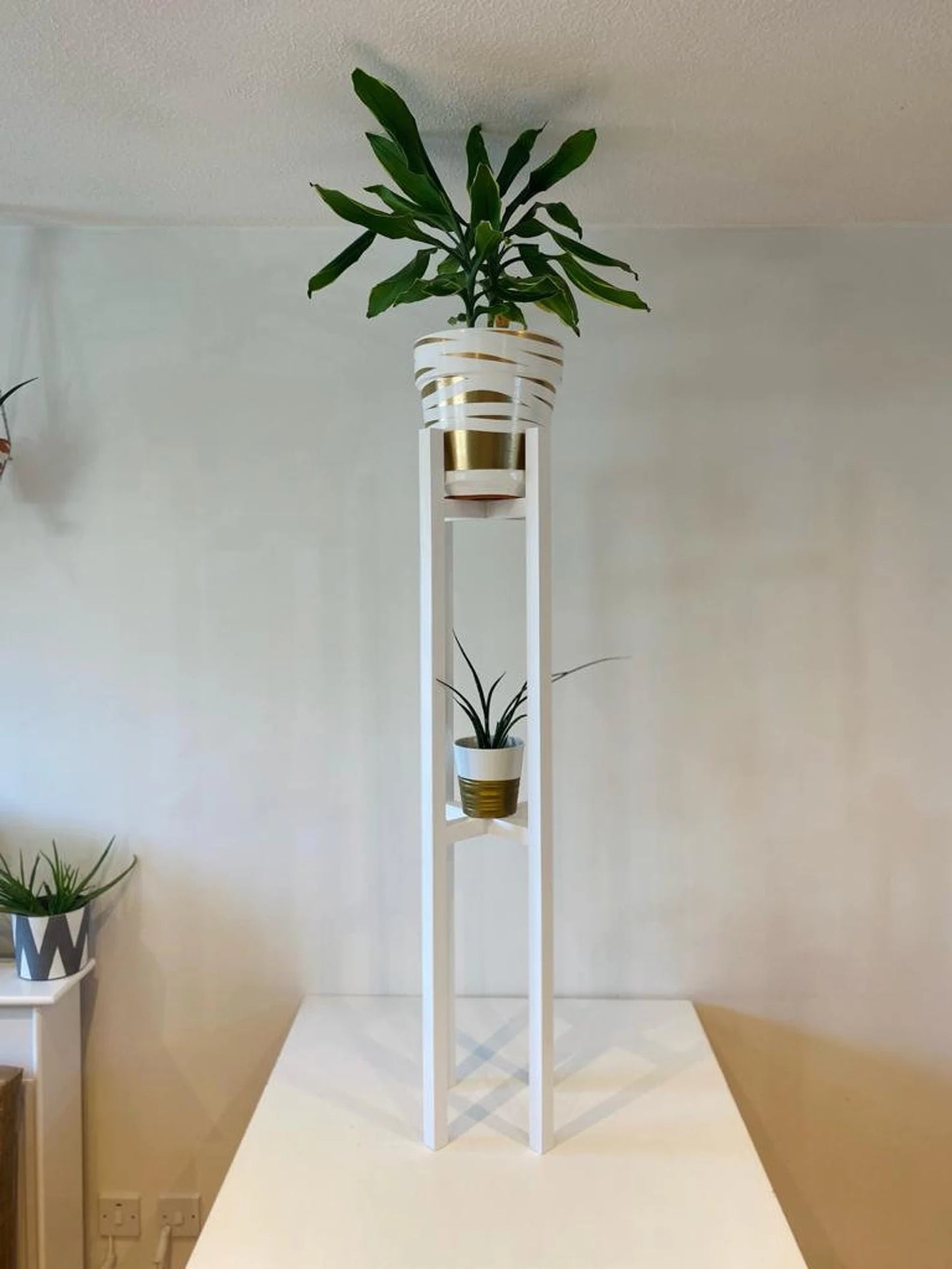 Extra Large Strong Legs Plant Pot Stand Holder Hand made with Double Tier from  90cm to 110cm tall hand made in UK