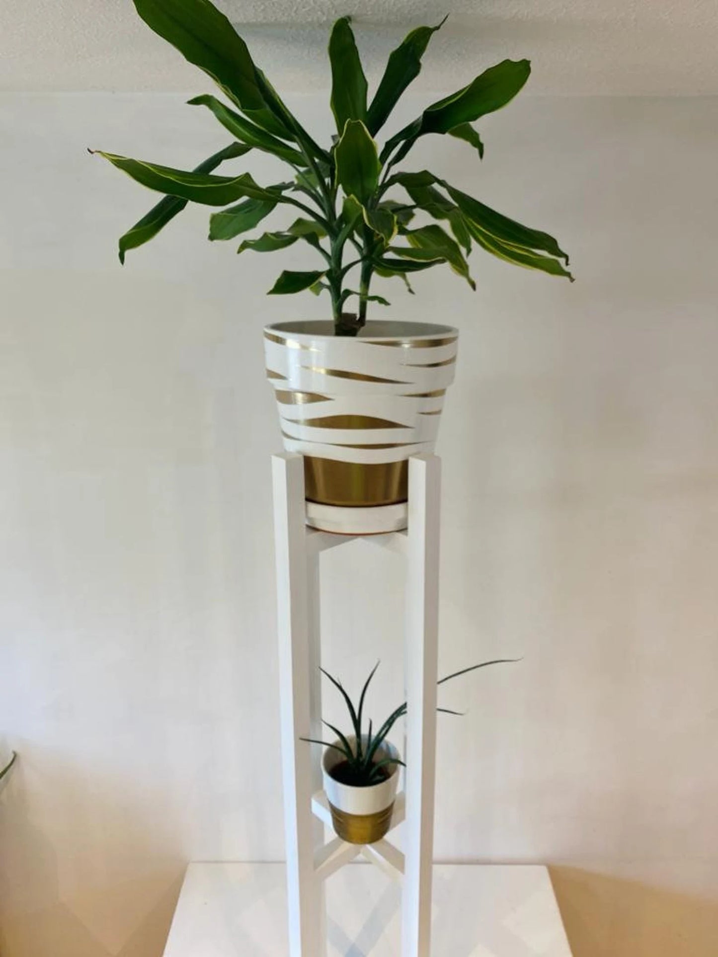 Extra Large Strong Legs Plant Pot Stand Holder Hand made with Double Tier from  90cm to 110cm tall hand made in UK