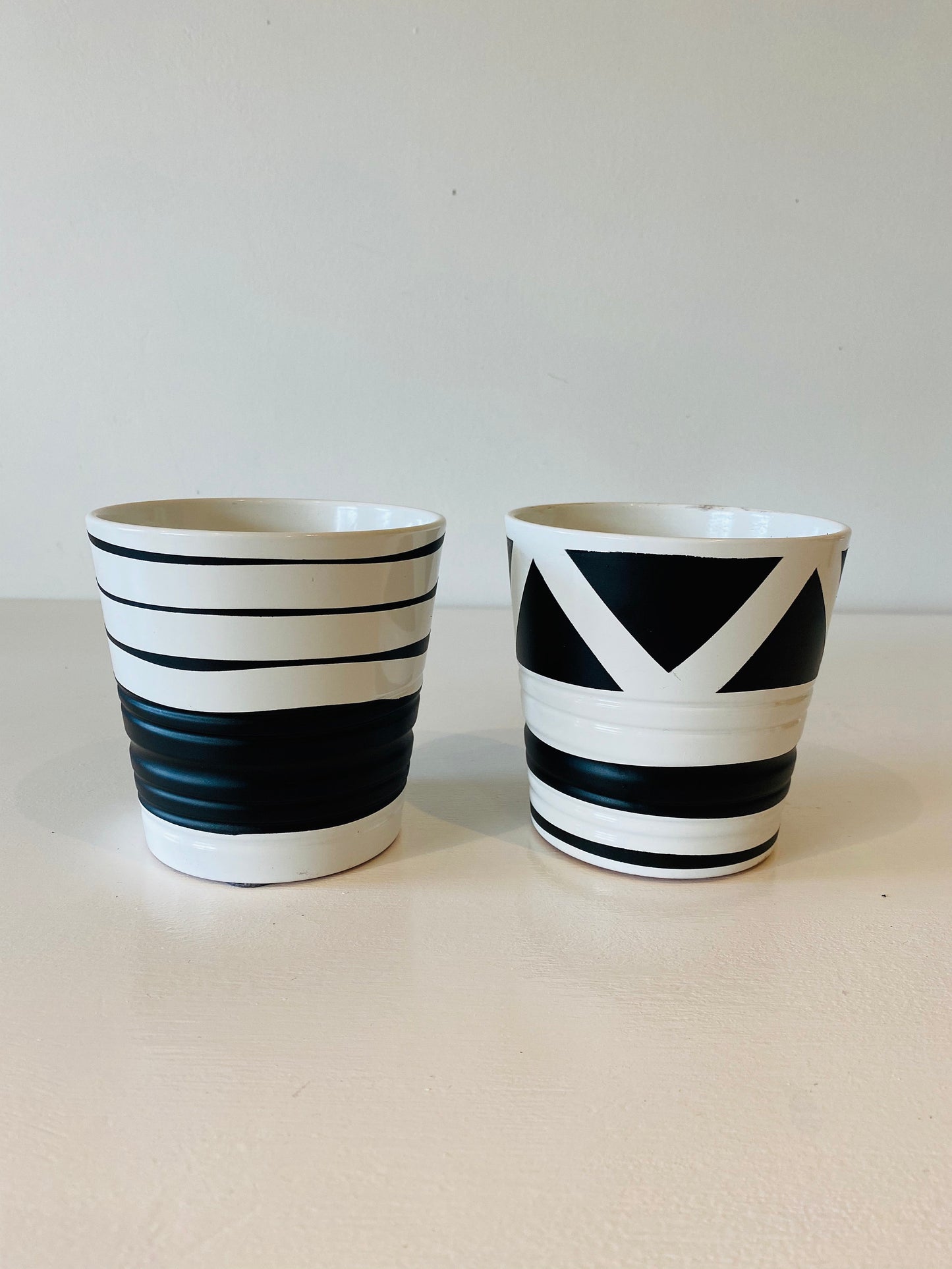 Set of TWO Hand painted pots from Ikea favourites MUSKOTS