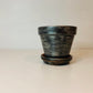 Etruscan black hand painted Plant Pots set of two