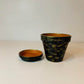 Etruscan black hand painted Plant Pots set of two