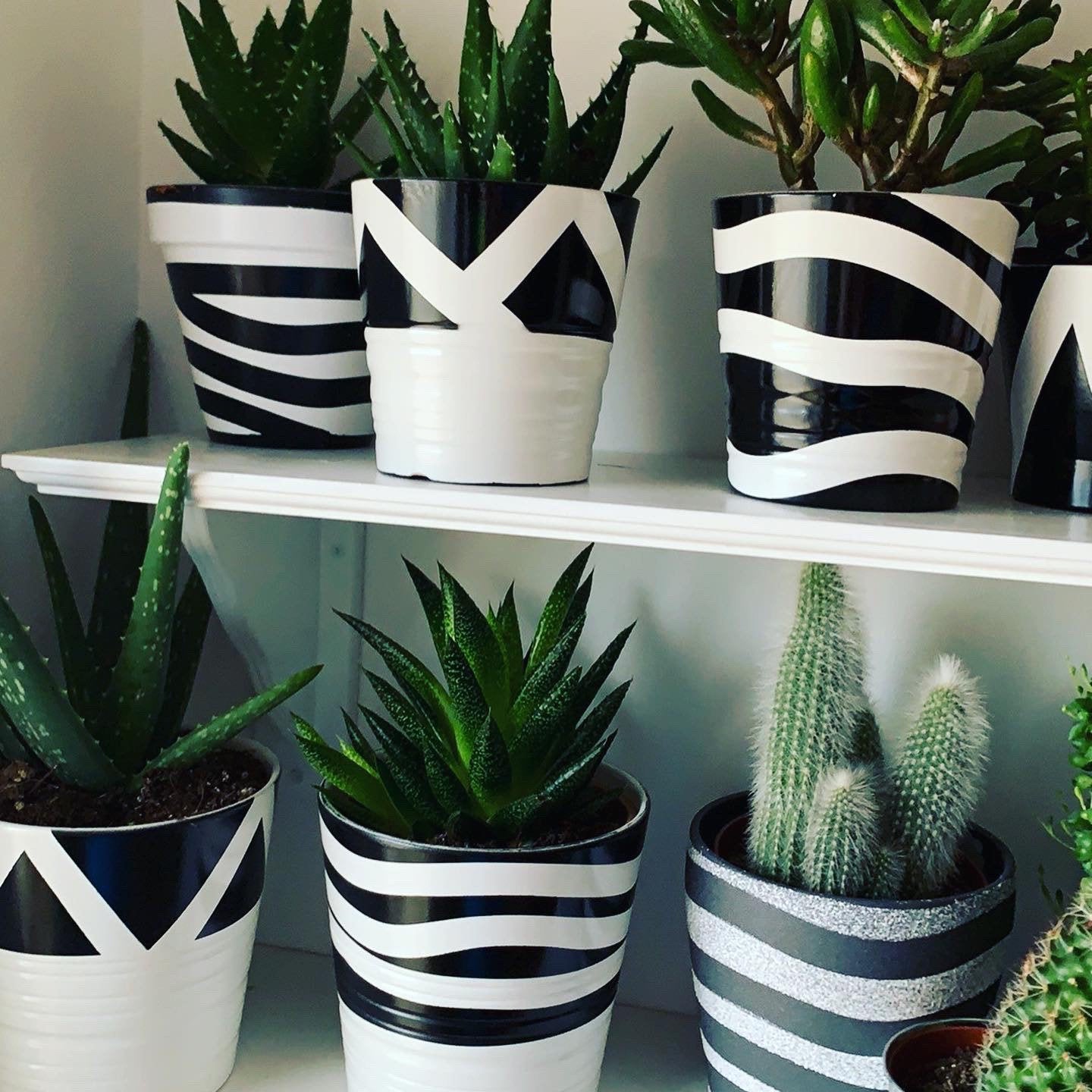 black and white plant pots Hand painted pots – Plant_maniax