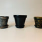 Etruscan black hand painted Plant Pots set of two