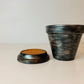 Etruscan black hand painted Plant Pots set of two